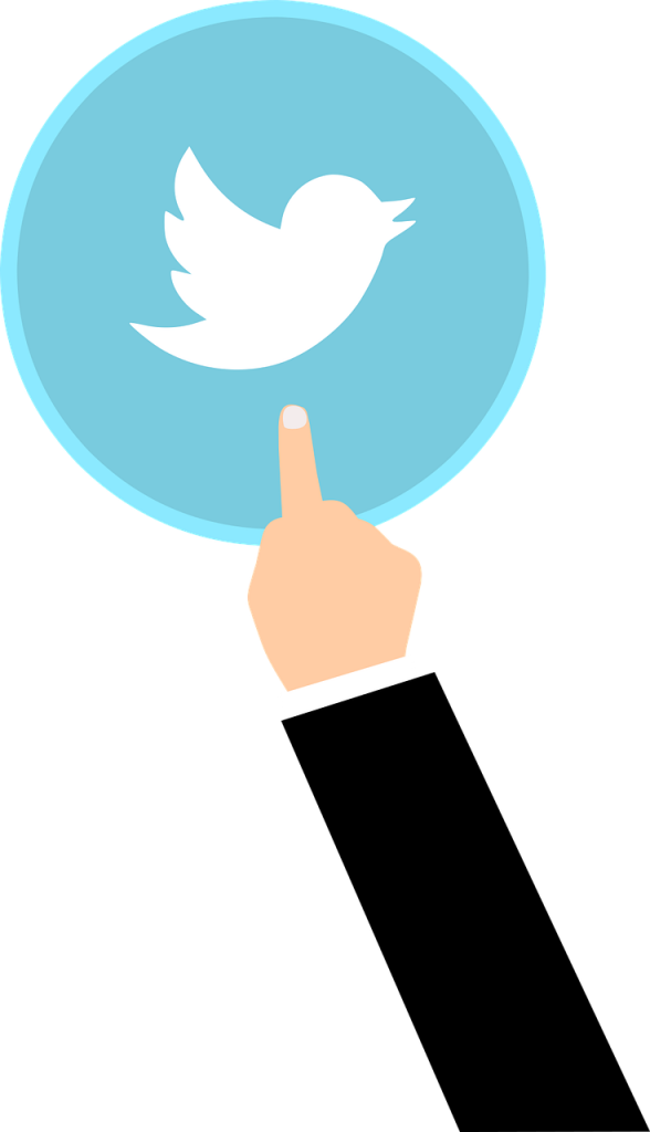 Finger touching twitter logo