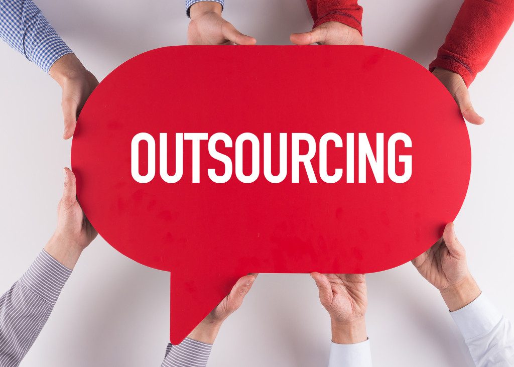 Group of People Message Talking Communication OUTSOURCING Concept