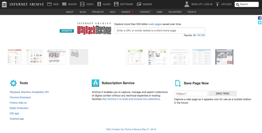 How is wayback machine for twitter used tweet tabs